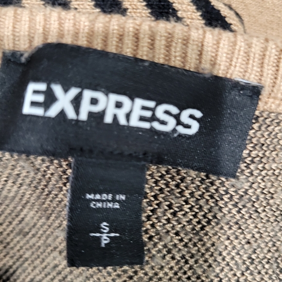 Express Rayon Blend Gold/Brown & Black Print Sweater Size Small - Picture 3 of 4